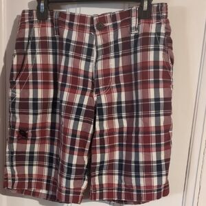 Red and White Cargo Shorts with Classic Design